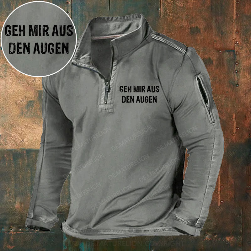 Geh mir aus den Augen Stehkragen Reißverschluss Polo Shirt