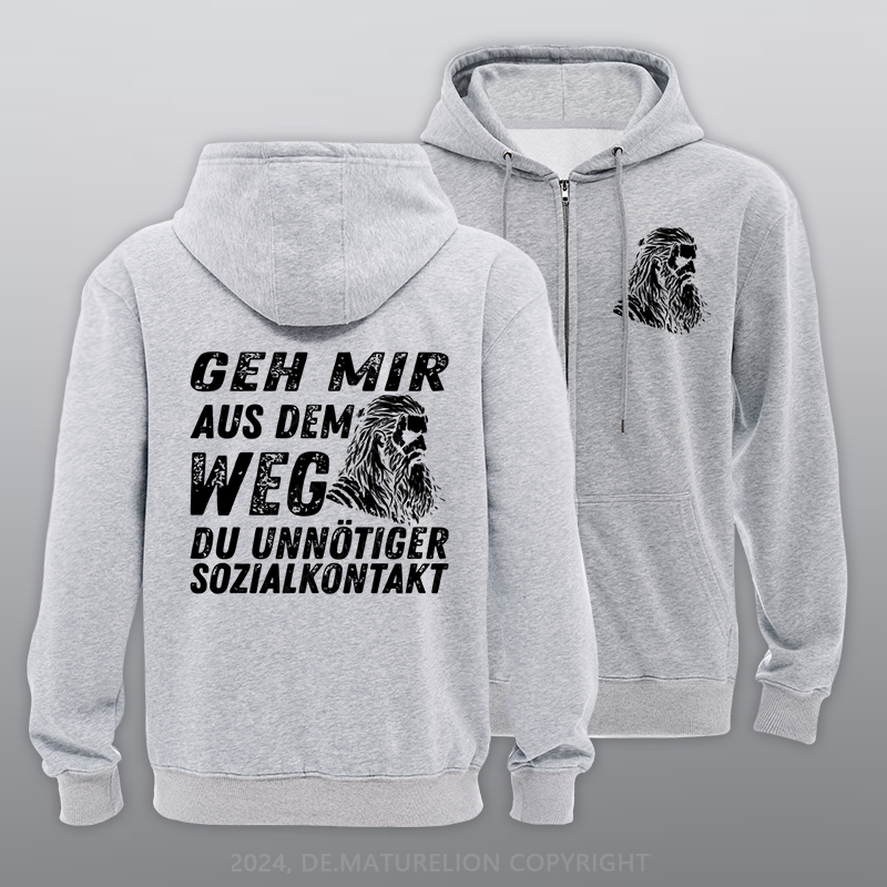 Maturelion Geh mir aus dem Weg du unnötiger Sozialkontakt Reißverschluss Hoodie