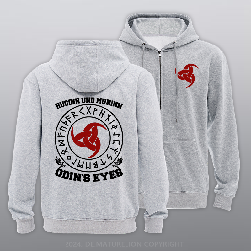 Maturelion Huginn und Muninn - Odins Augen Reißverschluss Hoodie