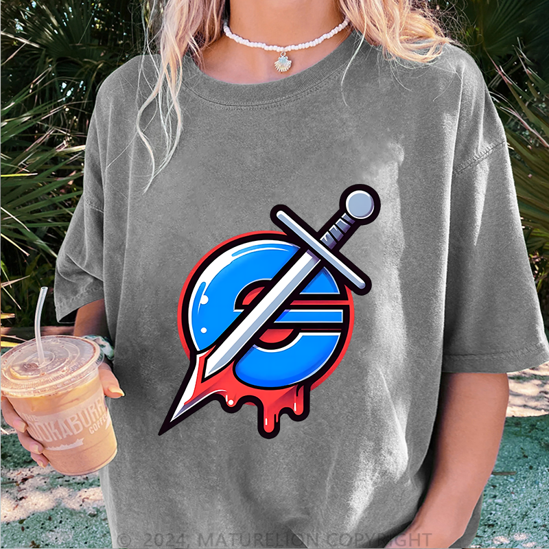 Maturelion IE Damen Gewaschene Vintage T-Shirt