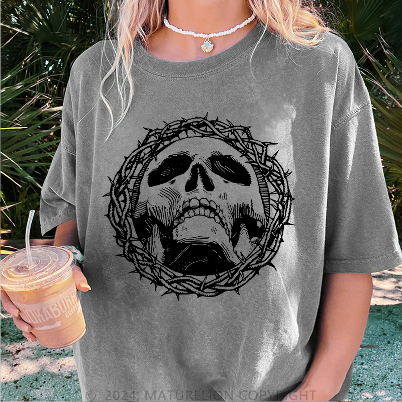 Maturelion Christus Damen Gewaschene Vintage T-Shirt