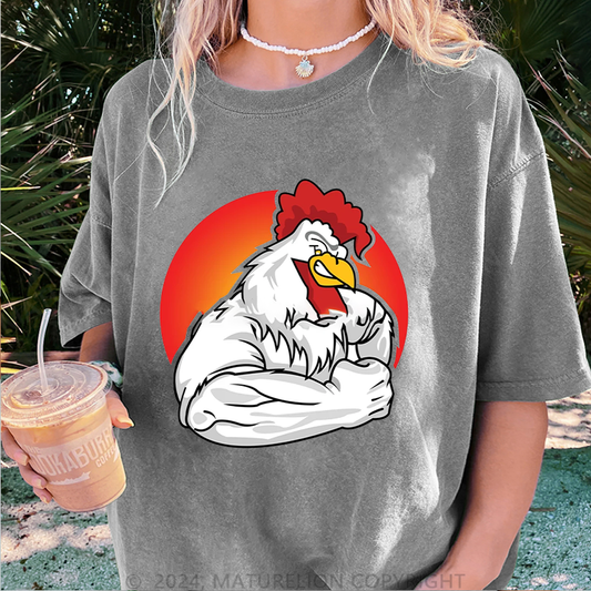 Maturelion Gym Damen Gewaschene Vintage T-Shirt