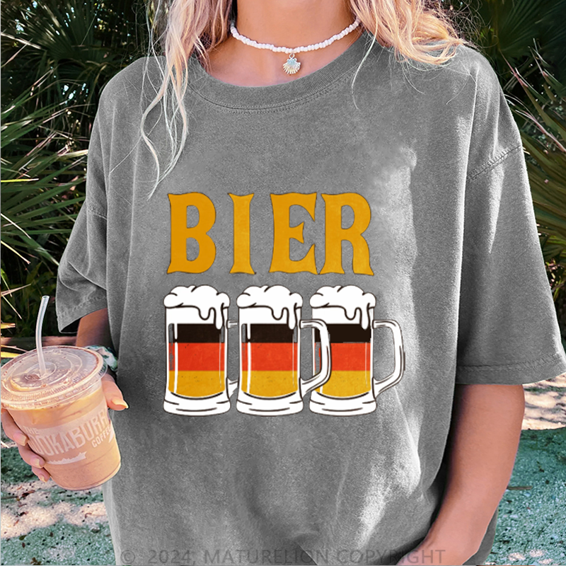 Maturelion Bier Damen Gewaschene Vintage T-Shirt