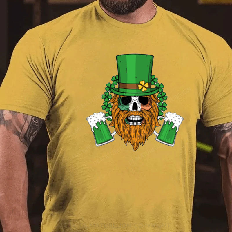 St. Patricks Tag Kleeblatt Skeleton Bier T-Shirt