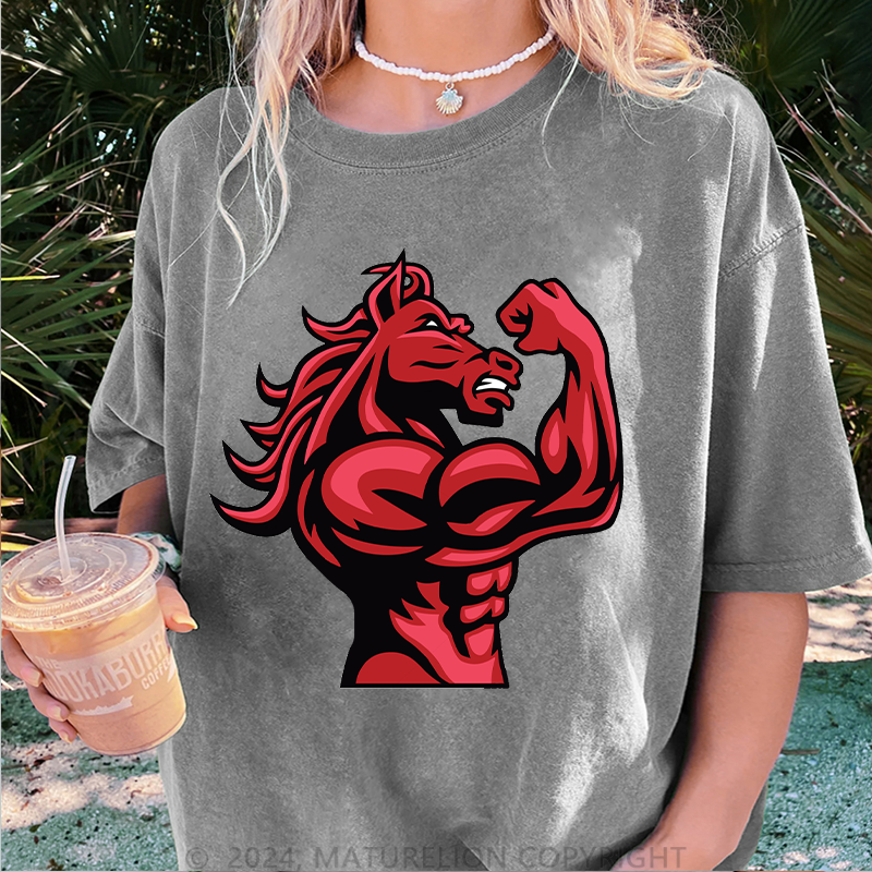 Maturelion Gym Damen Gewaschene Vintage T-Shirt