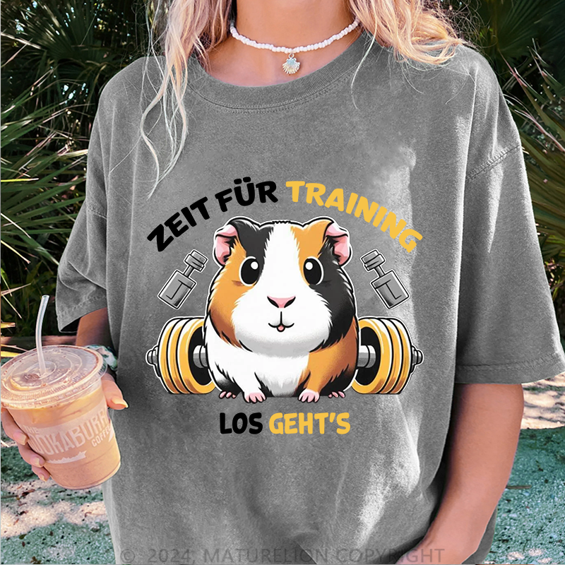 Maturelion Zeit für Training Damen Gewaschene Vintage T-Shirt
