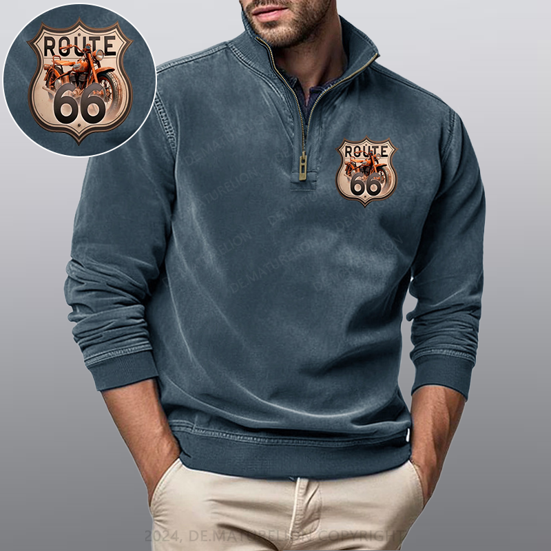 Maturelion Route 66 Stehkragen Poloshirt