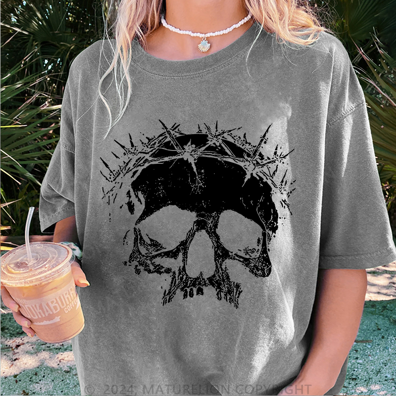 Maturelion Christus Damen Gewaschene Vintage T-Shirt