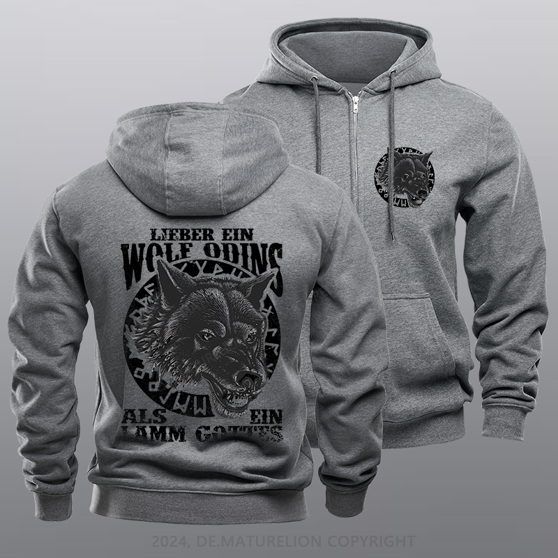 Maturelion Wolf Odins Reißverschluss Hoodie