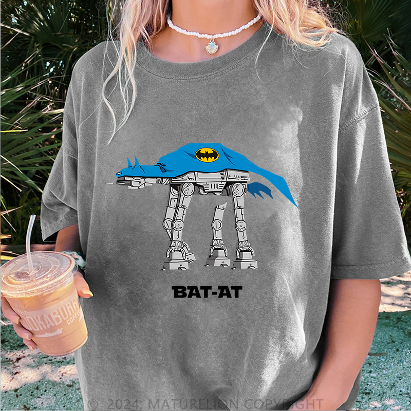 Maturelion BAT-AT Damen Gewaschene Vintage T-Shirt