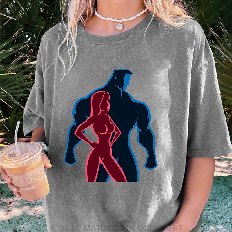 Maturelion Gym Damen Gewaschene Vintage T-Shirt