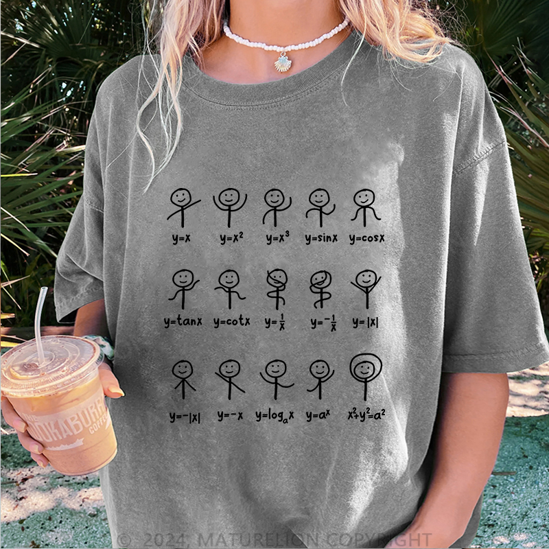 Maturelion Mathe Damen Gewaschene Vintage T-Shirt