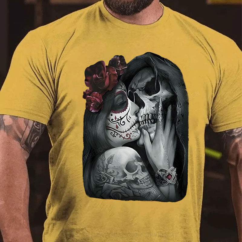 Skeleton Blumen Liebe Weihnachten T-Shirt