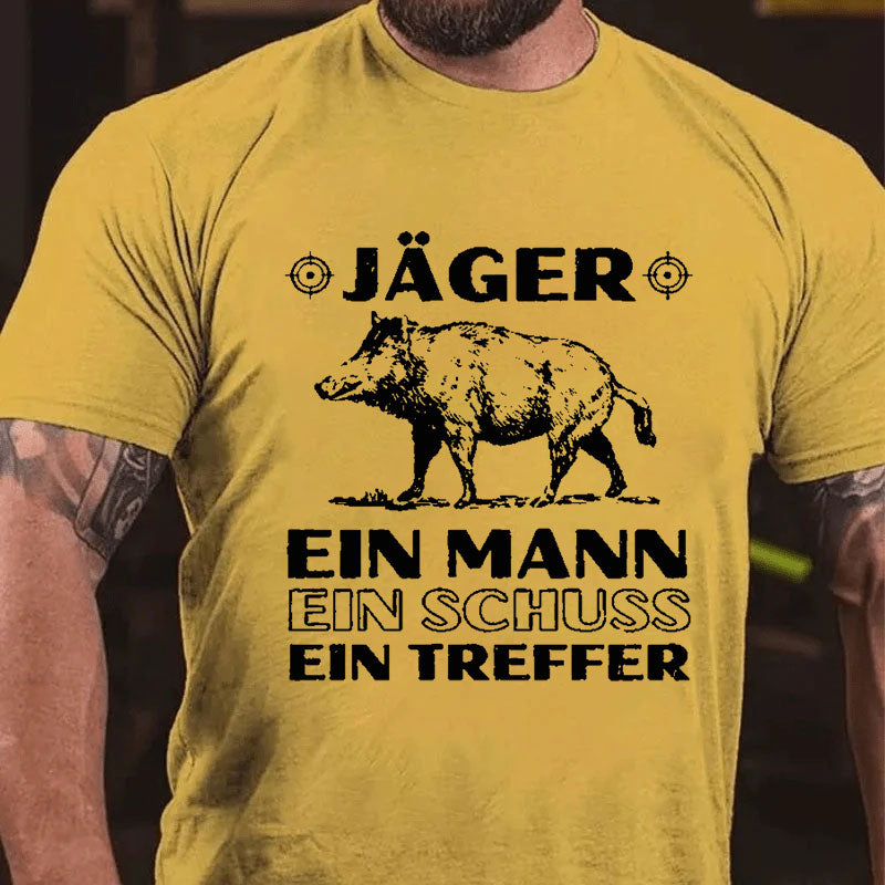 Jäger Ein Mann Ein Schuss Ein Treffer T-Shirt