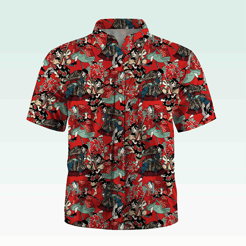 Maturelion Hawaiian Shirt Koi Fische und Wellen Hawaiian Shirt