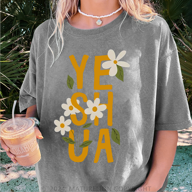 Maturelion Yeshua Damen Gewaschene Vintage T-Shirt