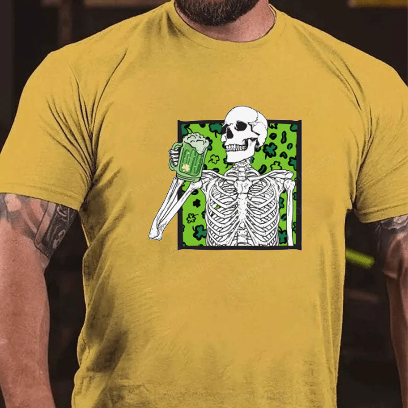 St. Patricks Tag Kleeblatt Skeleton Bier T-Shirt