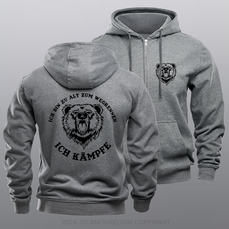 Maturelion Ich bin zu alt zum wegrennen Ich kämpfe! Böser Alter Mann Reißverschluss Hoodie