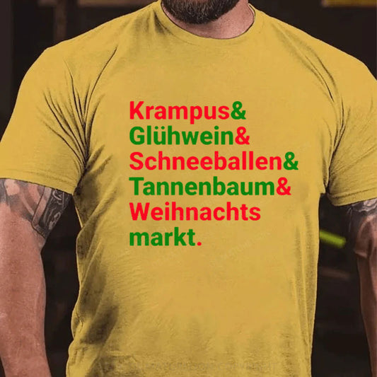 Krampus Glühwein Schneeballen Tannenbaum Weihnachtsmarkt T-Shirt