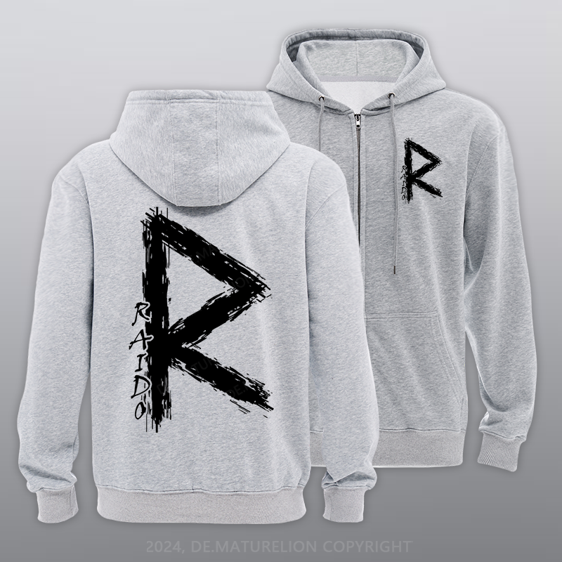 Maturelion Raido Rune Wikinger Reißverschluss Hoodie