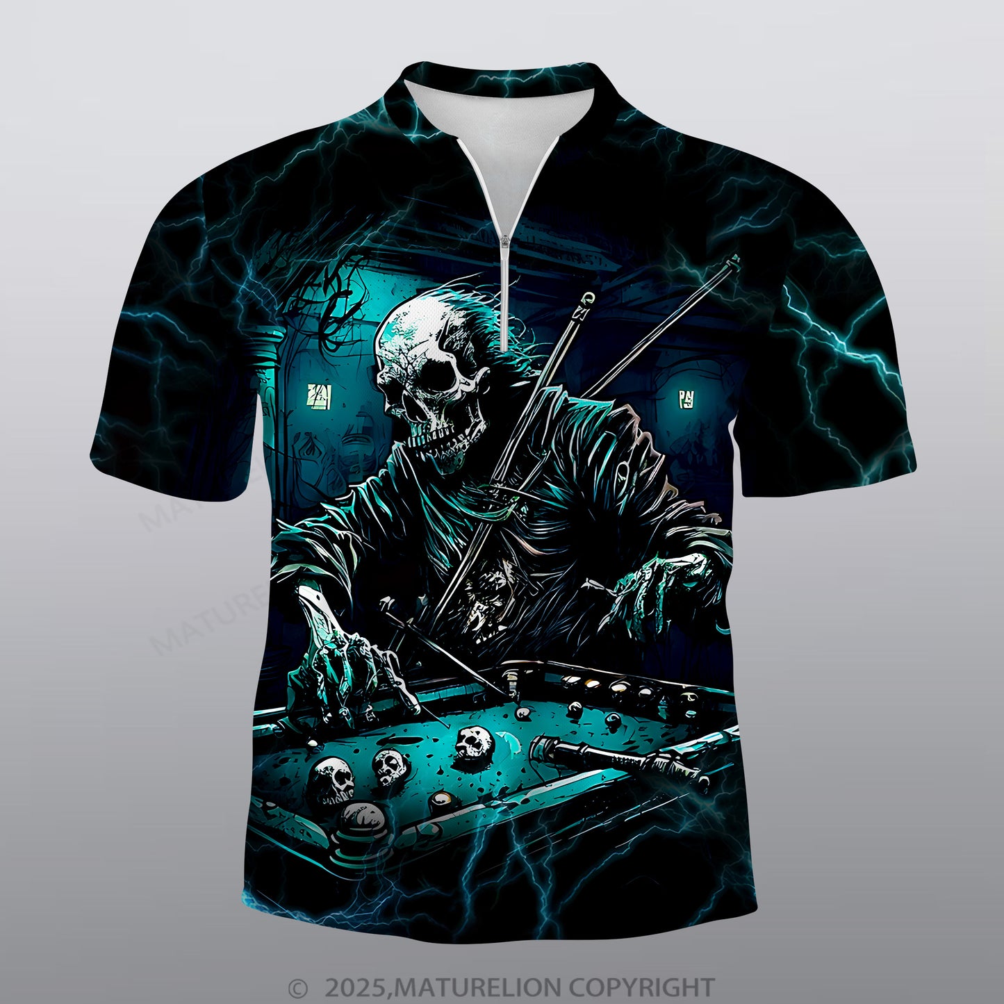 Maturelion Billard Männer Voll-Print Polo Shirt