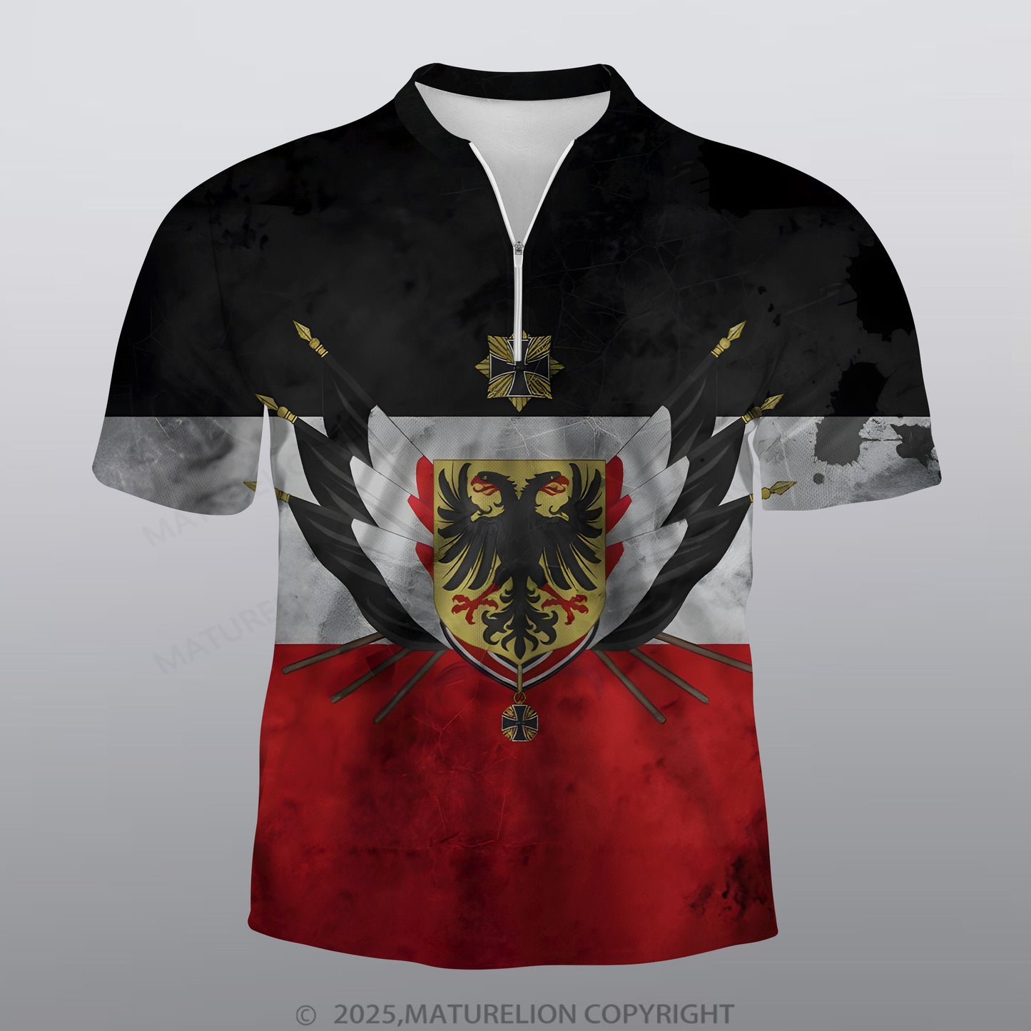 Maturelion Deutschland Männer Voll-Print Polo Shirt