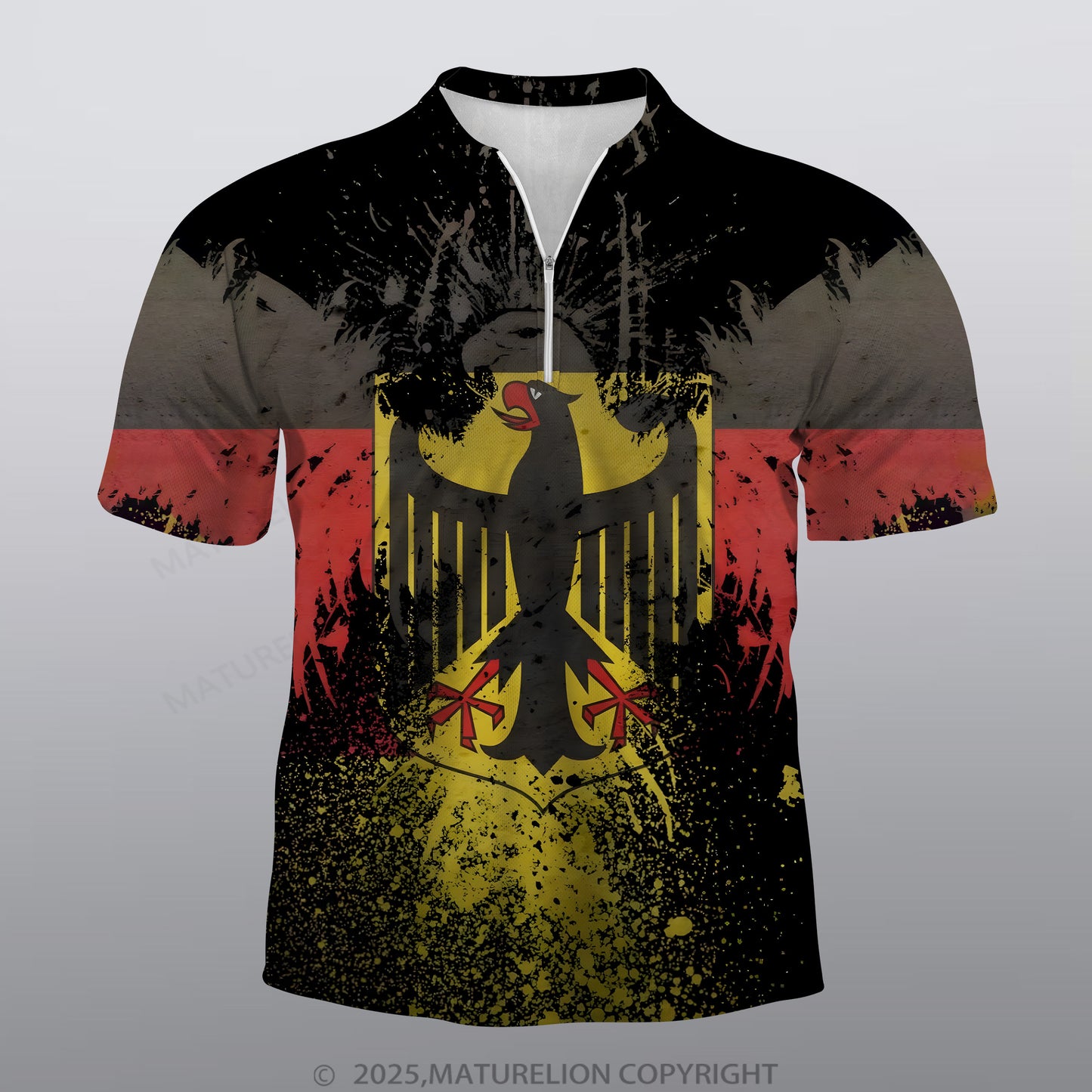 Maturelion Deutschland Männer Voll-Print Polo Shirt