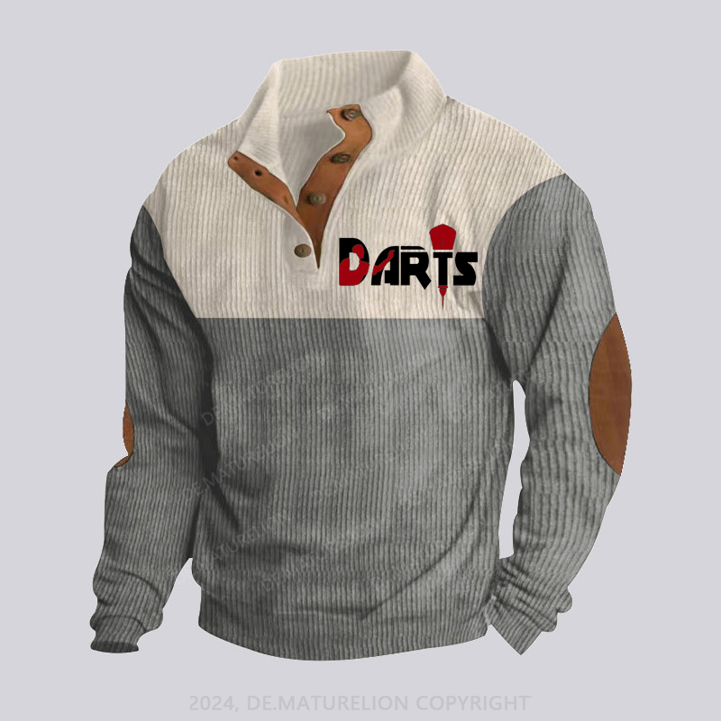 Maturelion Darts Sport Stehkragen Knopf Polo Shirt