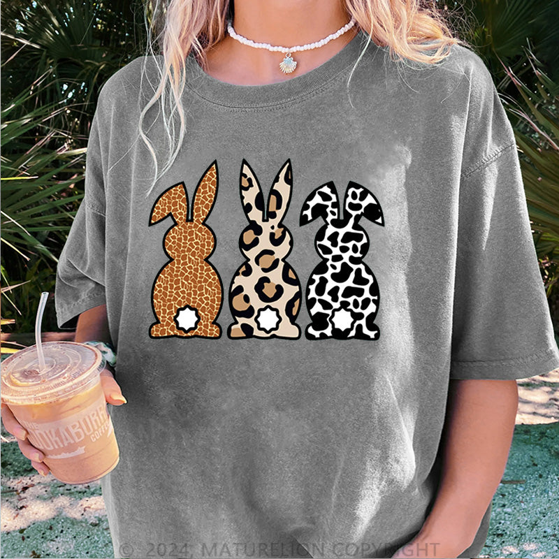 Maturelion Drei Osterhasen Damen Gewaschene Vintage T-Shirt