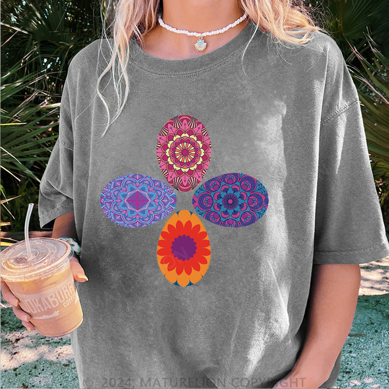 Maturelion Vier Ostereier Damen Gewaschene Vintage T-Shirt