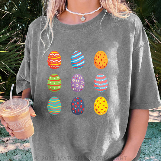 Maturelion Ostereier Damen Gewaschene Vintage T-Shirt