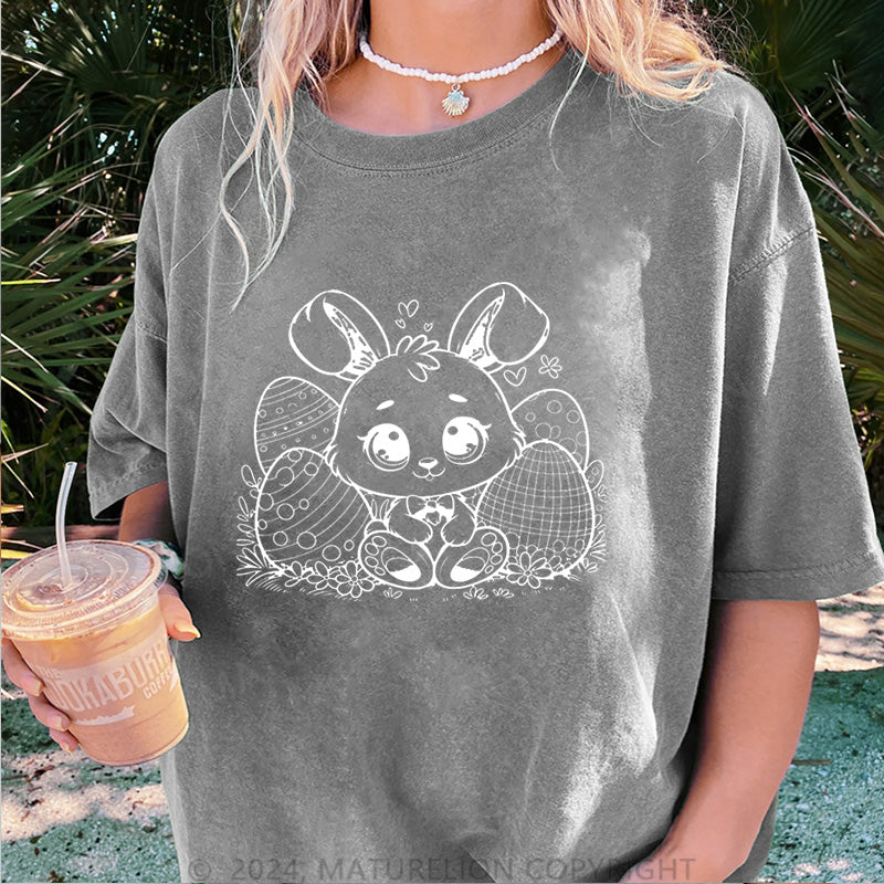 Maturelion Osterhase und Ostereier Damen Gewaschene Vintage T-Shirt