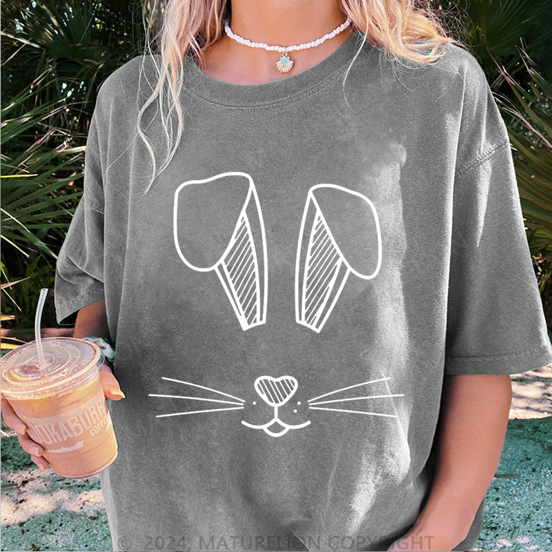 Maturelion Osterhase mit großen Ohren Damen Gewaschene Vintage T-Shirt