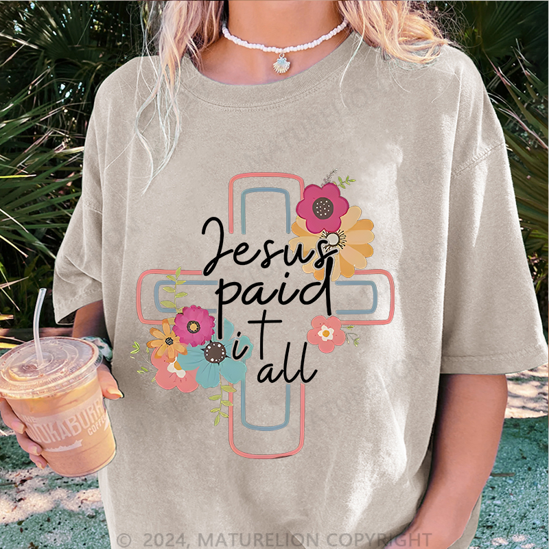 Maturelion Jesus Damen Gewaschene Vintage T-Shirt