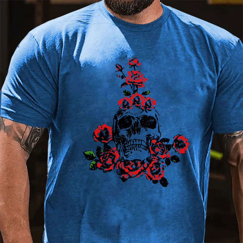 Skeleton Blumen Weihnachten T-Shirt