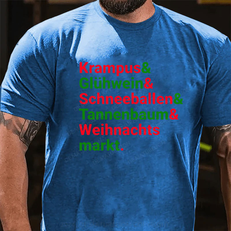 Krampus Glühwein Schneeballen Tannenbaum Weihnachtsmarkt T-Shirt