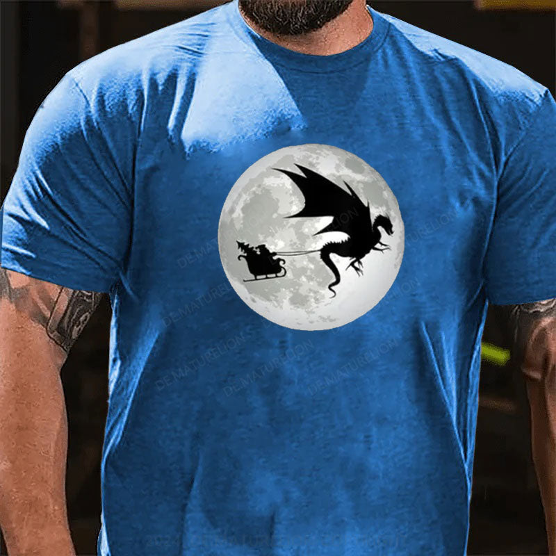 Weihnachten Weihnachtsmann Mond Schatten T-Shirt