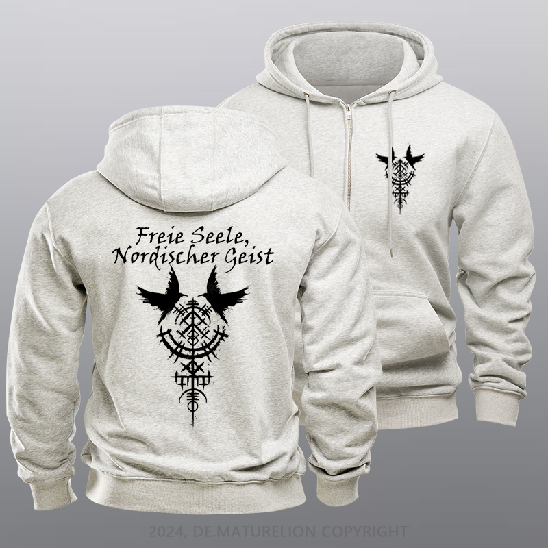 Maturelion Freie Seele Reißverschluss Hoodie