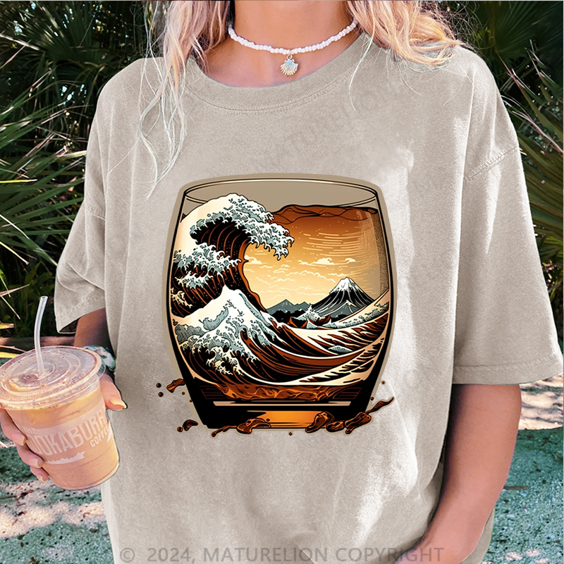 Maturelion Japanisch Damen Gewaschene Vintage T-Shirt