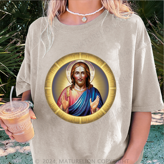 Maturelion Christus Damen Gewaschene Vintage T-Shirt