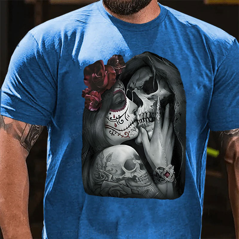 Skeleton Blumen Liebe Weihnachten T-Shirt