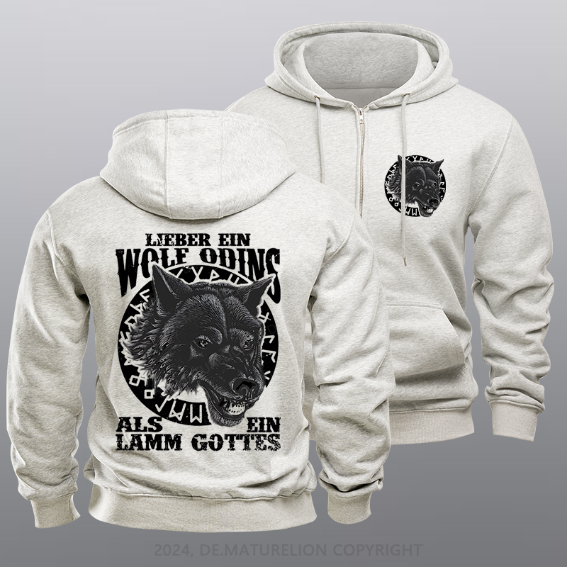 Maturelion Wolf Odins Reißverschluss Hoodie