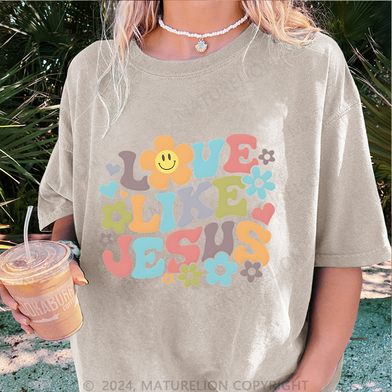 Maturelion Liebe Wie Jesus Damen Gewaschene Vintage T-Shirt