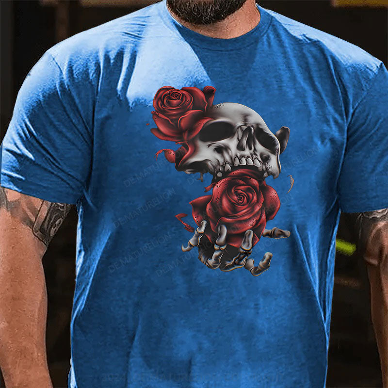 Skeleton Blumen Weihnachten T-Shirt