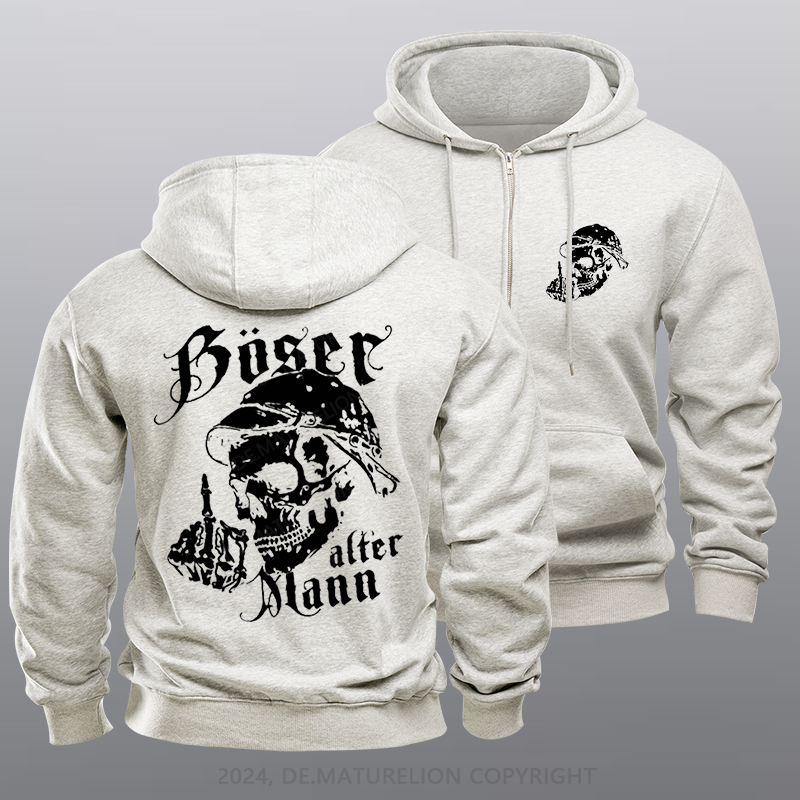 Maturelion Böser Alter Mann Reißverschluss Hoodie