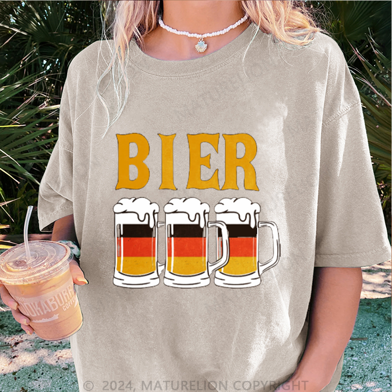 Maturelion Bier Damen Gewaschene Vintage T-Shirt
