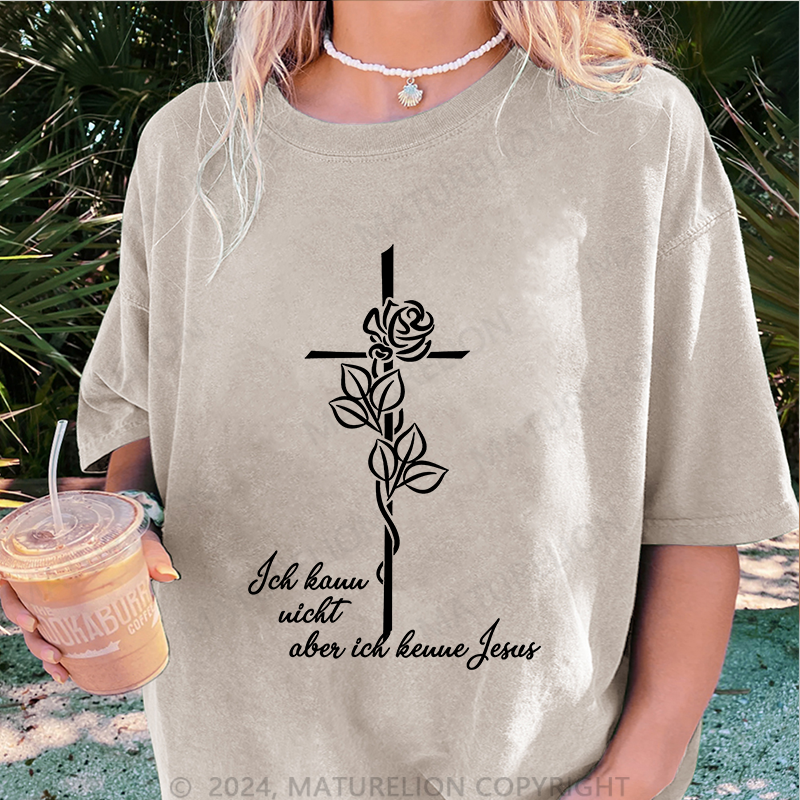 Maturelion Ich kann nicht aber ich kenne Jesus Damen Gewaschene Vintage T-Shirt