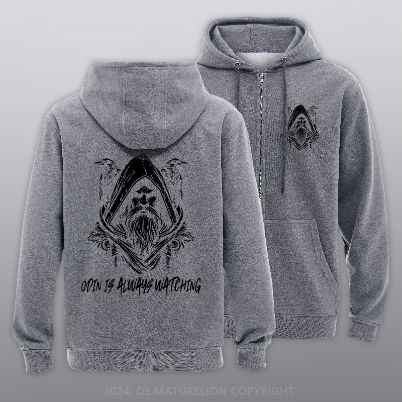 Maturelion Odin is Always watching Reißverschluss Hoodie