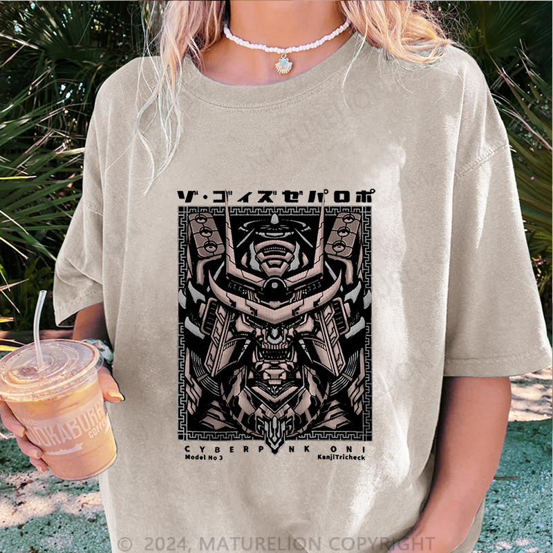 Maturelion Cyber Damen Gewaschene Vintage T-Shirt