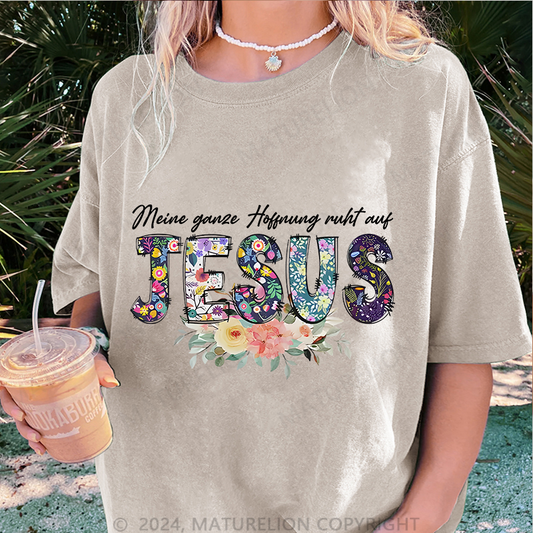 Maturelion Jesus Damen Gewaschene Vintage T-Shirt
